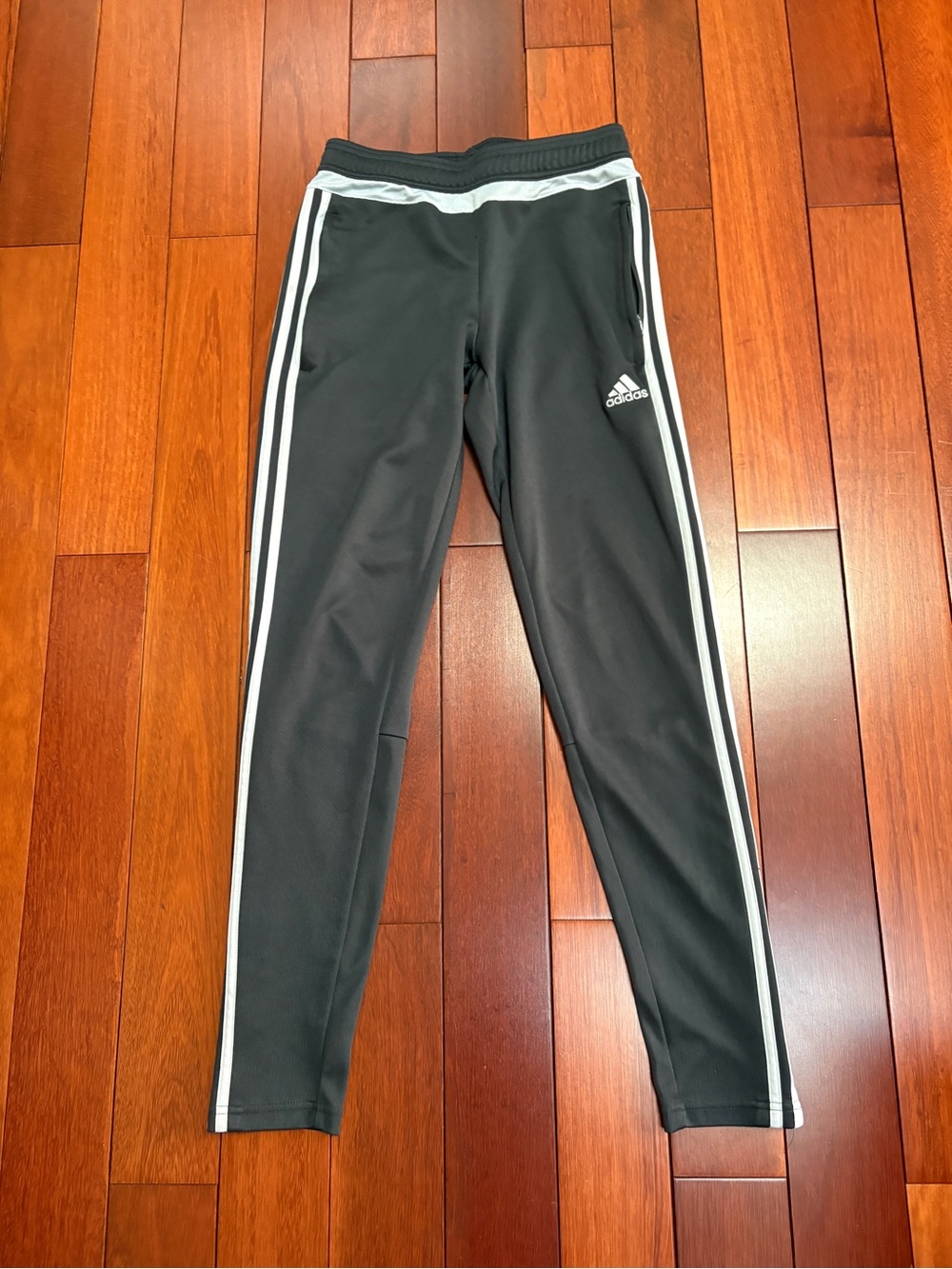 adidas grey joggers with White Side Stripes ladies small